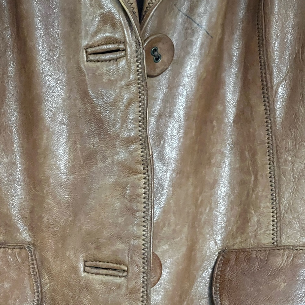 J. Jill Brown Leather Jacket.  Size X Small - Picture 4 of 14